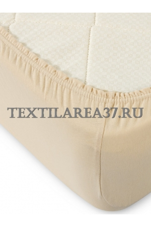Простыня на резинке трикотажная (бежевая)