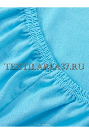 Простыня на резинке трикотажная (голубая)